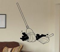 Marydecals Wall Stickers Bedroom Kids Broom and Dustpan for Living Room Home décor