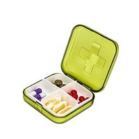 Voberry Mini 4 Slots Portable Medical Pill Box Drug Medicine Case Organizer New (Green)