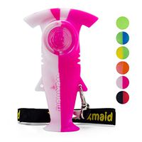 Hammer Shark Novelty Silicone Honey Straw with Travel Neck Lanyard, 4.4" Pink/White