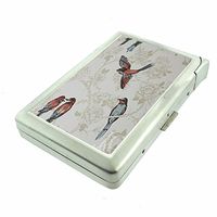 Song Bird Classic Em1 Hip Silver Cigarette Case With Built In Lighter 4.75" X 2.75" Id Holder Metal Wallet RFID Protection