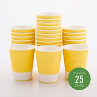 Insulated Paper Coffee Cups - Ripple Wall - Light Yellow - 12 oz - 25ct Box - MATCHING LIDS SOLD SEPARATELY: RWA0360B, RWA0360W, RWA0328LG, RWA0328GR, RWA0328HP, RWA0283W, RWA0283B