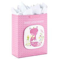 Hallmark 15" Extra Large Gift Bag with Tissue Paper (Sweet Little Princess Fox) for Baby Showers, Kids Birthdays, and More