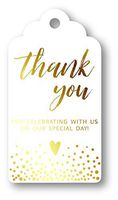 Summer-Ray 50pcs Gold Foil Hot Stamping White Royale Thank You for Celebrating with Us Wedding Favor Gift Tags