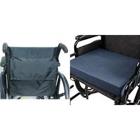 Wheelchair Comfort Duo:Duro-Med Wheelchair Cushion and Wheelchair Storage Tote Bag Set-  Wheelchair Seat Cushion With Cover, Navy Blue, 3 x 16 x 18 Inches