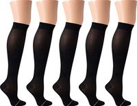 Dr. Motion Women's Compression Ultra Thin Liner Knee High Socks 5 pair pack (Black)