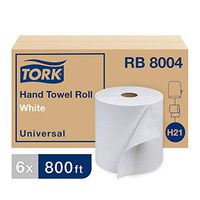 Tork Universal RB8004 Hardwound Paper Roll Towel, 1-Ply, 7.87" Width x 800' Length, White, Green Seal Certified (Case of 6 Rolls, 800 Per Roll, 4,800 Feet)