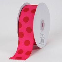 BBCrafts Fuchsia with Red Dots Grosgrain Ribbon Jumbo Dots 1-1/2 inch 25 Yards