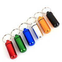 Zentto 6 Pcs Waterproof Aluminum Metal Round Pill Box Case Organizer Keychain Outdoor Camping Survival Portable Medicine Bottle Key Ring Small First Aid Drug Holder Pill Container - Random Color