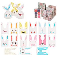 PandaHall Elite 75 pcs 15 Styles 5x4 inch Animals Theme Plastic Candy Bags, Rabbit/Bear/Cat/Fox Ear Bags Treat Bags with 8pcs 5x9 inch Flowers Floral Paper Bags for Wedding Birthday Party