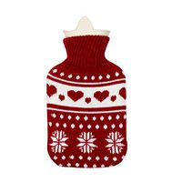 Hot Water Bag with Knit Cover-Water Injection Hot Water Bottle Winter Plush Portable Warm Water Bag for Birthday, Christmas, Valentine's Day, Gift Exchange Party (21x12cm, C)