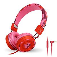 Yomuse C89 On Ear Foldable Headphones w/ Microphone, Adjustable Headband for Kids Adults, iPhone iPad iPod Computers Tablets SmartPhones DVD, Camo Pink