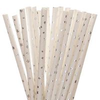 Biodegradable Paper Straws Silver Foil Small Star (25)