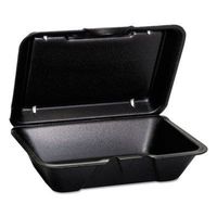 Gen-Pak GNP205003L Deep Hinged-Lid Foam Carryout Containers44; Black - 100 Per Box & Box of 2