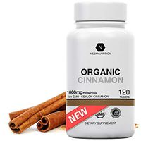 Organic Ceylon Cinnamon Supplements - Cinnamomum Verum Powder Formula - Blood Sugar Stabilizer Support, Glucose Control - Lower Cholesterol - High Blood Pressure Supplement- 120 Tablets (not Capsules)