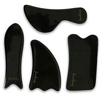 Gua Sha Scraping Massage Tool for Face & Body - Buffalo Horn Board, Smooth Edge Facial Tool Guasha Set for Graston, IASTM, Pain Relief Physical Therapy Myofascial Releaser Massage Tend