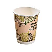 Double Wall Compostable Coffee Cup (Case of 500), PacknWood - Recyclable Disposable Paper Cups for Hot Drinks (16 oz) 210GCDW16