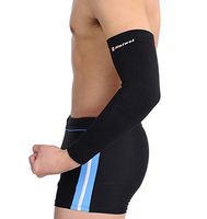 Sun Moon Men's Arm Sleeves Compression Support Elbow Warmers for Football Baseball Running Volleyball Sports Large