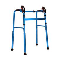 LSY@ Multi-Functional Walker, Aluminum Alloy Old Man Down Stairs Walker Adjustable Free Installation Four Feet Crutch Foldable Rotatable Automatic Adjustment Blue