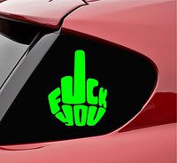 Slap-Art FCK You Typography Middle Finger Vinyl Decal Sticker (Lime Green)