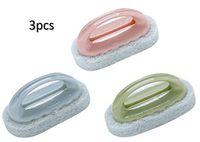Cleaning Brush Scrubber for Kitchen, Bathroom, Household with Plastic Handle Abrasive Scouring Pad of Plastic Mesh, Set of 3