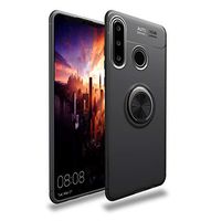 JUNXI Phone case Phone Cover Metal Ring Holder 360 Degree Rotating TPU Case for Huawei P30 Lite(Black+Black) Strong Quality and Durable (Color : Black+Black)