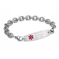 linnalove-Interchangeable Stainless Steel Cable Chain Medical Alert Bracelets-Pre-Engraving(NO BP/IV/Needles This ARM/8.5")