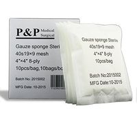 Gauze Surgical Sponges Cotton STERILE Non Woven 8-ply High Grade Quality 4"x4" Class I(a) All Purpose Pads Box of 400