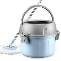 SCDTB Mop -360 Spin Bucket System Mop with Extended Length Handle Stainless Steel Basket 2 Microfiber Mop Heads