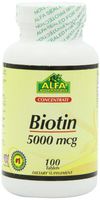 Alfa Vitamins Biotin 5000 Mcg Nutrition Supplement, 100 Count