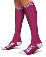 SB SOX Compression Socks (20-30mmHg) for Men & Women - Best Stockings for Running, Medical, Athletic, Edema, Diabetic, Varicose Veins, Travel, Pregnancy, Shin Splints (Pink/White, Small)