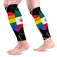 LGBT Rainbow Flag of Mexico Heart Calf Compression Sleeves for Men and Women Best Footless Compression Socks for Running Nursing 1 Pair