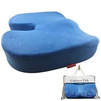Curious Fish Coccyx Seat Cushion Comfort Pure Memory Foam Orthopedic for Back Pain Tailbone Injury Sciatica Hemorrhoid Pelvic Pain Relief Seat Pad for Office Chairs Recliner Wheelchair Car Seat(Blue)