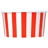 [1,000 Count] Valentine's Day Red Paper Ice Cream Cups - 4 oz Striped Dessert Bowls - Comes In Many Colors & Sizes! Frozen Dessert Supplies