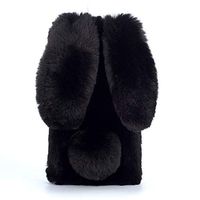 Amocase for iPhone Xs Max Faux Furry Case with 2 in 1 Stylus,Luxury Bling Diamond 3D Bowknot Cute Warm Black Bunny Rabbit Fuzzy Fluffy Plush Soft Fur Silicone Case for iPhone Xs Max 6.5"