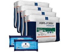 Abena Abri-Form XL4 Premium Disposable Incontinence Adult Brief with Tabs, Unisex, Heavy Absorbency, X-Large, Waist Size 43" - 67", 48 Count - Plus 2 Packs of 48 Abena Wipes