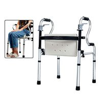 Foldable Walker, Auxiliary Walking Armrest, Easy-to-Clean Plastic Seat Plate, Thick Crossbar Design,for Bathroom, Travel, Outdoor Sportsa