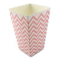 IPALMAY 36 PCS Mini Paper Popcorn Boxes - Treat Boxes - Gift Boxes - Candy Boxes for Baby Shower Birthday Party, Pink and White Chevron