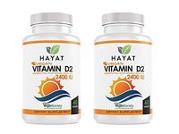 Hayat Vitamins Vegan Natural Vitamin D 2400 IU, D2 (Pack of 2)