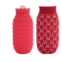 OBRlygeuaw Explosion Proof Tasteless Hot Water Bottle,Silicone high Density Water Injection Style for Pain Relief hot Compress and Heat Therapy-red 10.2x23.8cm(4x9inch)
