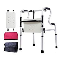 Zfusshop Flip Block Seat Walker Bathtub Four-Legged Stick Elderly Disabled Walker Aluminum Alloy Double Handrail with Wheel Assist 46cm × 52cm × 74cm Stability,Elderly