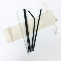 Cool Steel 3-Pack Stainless Steel Straws (Black)