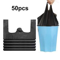 fublousRR5 Garbage Bags, 50Pcs Garbage Bags Disposable Thicken Household Plastic Garbage Waste Trash Bags with Handle S