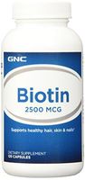 GNC Biotin 2500mcg, 120 Capsules, Supports Healthy Hair, Skin and Nails