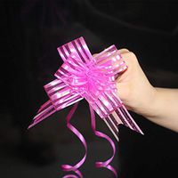 Christmas Gift Pull Bows, Wedding Gift Wrap Pull String Bows, Gift Knot with Ribbon Strings, Set of 10, Rose Red