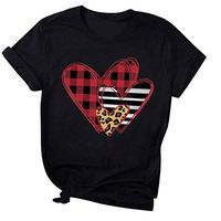 Meikosks Ladies Heart Print Tops Short Sleeve T Shirt Valentine's Day Blouses Love Pullover
