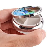 Jetty and The Love of The Tramp Paintings Custom Round Silver Pill Box Pocket 2.1 inches Medicine Tablet Holder Organizer Case for Purse
