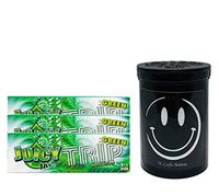 Herb Airtight Container Fresh Kettle with Juicy Jay's Green Trips 1.25 Flavored Hemp Rolling Papers 3 Count DC Crafts Nation- Happy Face