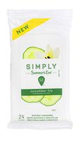 Summer's Eve Simply Cloths | Cucumber Lily | pH Balanced, Free from Harsh Chemicals and Dyes, Cleansing Cloths, 24 Count, Pack of 4
