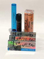 Zig Zag Ultra Thin Rolling Paper 1 1/4 (3 Packs) Plus Zig Zag Roller 78MM,Raw Black Clipper and Doobtube.