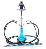 Hookah 22" Blue 4 hose shisha nargila bar narguile nargile glass water Vase pipe